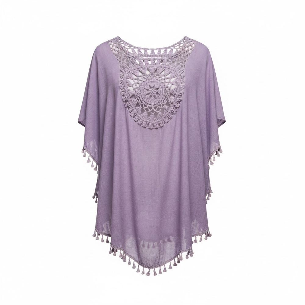 Lavender Crochet Swim Cover-Up XL